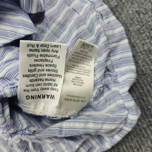 Eileen West Robe Womens L/XL Blue Striped Wrap Belted Cottage Minimalist Coastal - Picture 7 of 9